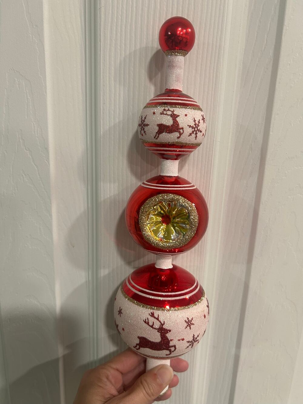 2012 Christopher Radko Sparkle Bright Glass Christmas Tree Topper 12" Finial A1